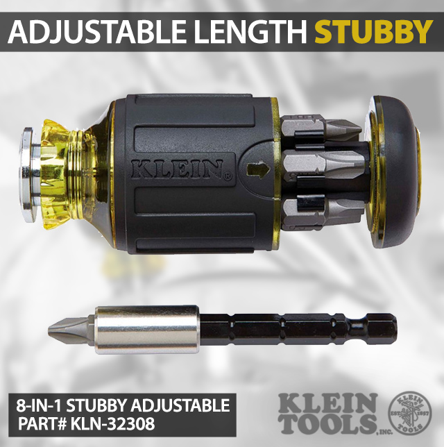 Klein Tools 8-in-1 Adjustable Stubby Screwdriver